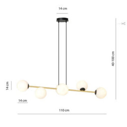Emibig Lighting Emibig Gravity Pendant Lamp 6 X E14  Black, Gold With White Shade - thumbnail 9
