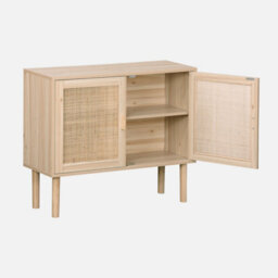 Sweeek - 80Cm Cabinet With Wood And Rattan Decor With 2 Doors Natural 80X30X68 Cm - Camargue - thumbnail 3