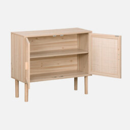 Sweeek - 80Cm Cabinet With Wood And Rattan Decor With 2 Doors Natural 80X30X68 Cm - Camargue - thumbnail 4