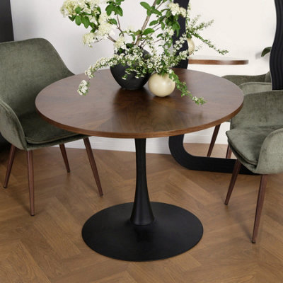 Paris Walnut Round Dining Table 4 Seater 100 X 100 Cm - image 1