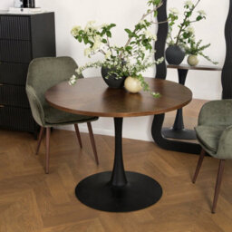 Paris Walnut Round Dining Table 4 Seater 100  X 100 Cm - thumbnail 2