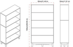 Urbn-Living Urbnliving 150Cm Height Grey 5 Tier Wide Wooden Bookcase Shelf Storage Display Shelving Unit - thumbnail 4