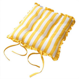 Homescapes Reversible Yellow Frilled Cushion Seat Pad With Ties Polka Dots Multi - thumbnail 2
