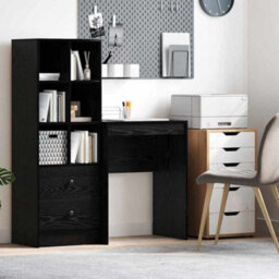 Berkfield Writing Desk Black Oak Engineered Wood 60 X 40 X 76 Cm - thumbnail 1