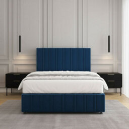 REGIONAL FURNISHINGS Divan Bed Set Blue Plush Velvet Upholstered 24Inch Headboard & Footboard & 4 Drawers No Mattress In 3Ft 4Ft 4Ft6 5Ft 6Ft Sizes - thumbnail 3