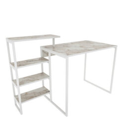 Decorotika Rino Computer Desk Study Desk White Marble Effect And White - thumbnail 5