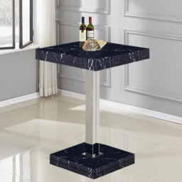 Furniture in Fashion Topaz Milano Marble Effect Bar Table 2 Ripple Black Stools - thumbnail 2