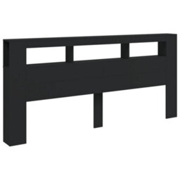 Berkfield Led Headboard Black 220X18.5X103.5 Cm Engineered Wood - thumbnail 3