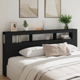 Berkfield Led Headboard Black 220X18.5X103.5 Cm Engineered Wood - thumbnail 4
