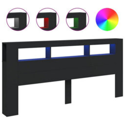 Berkfield Led Headboard Black 220X18.5X103.5 Cm Engineered Wood - thumbnail 2