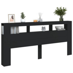 Berkfield Led Headboard Black 220X18.5X103.5 Cm Engineered Wood - thumbnail 5