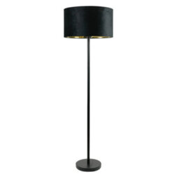 Valuelights Charles Black Floor Lamp With Black Velvet & Metallic Shade - thumbnail 2