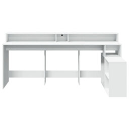 Berkfield Desk With Led Lights White 200X104X91 Cm Engineered Wood - thumbnail 6
