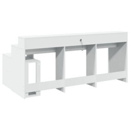 Berkfield Desk With Led Lights White 200X104X91 Cm Engineered Wood - thumbnail 8