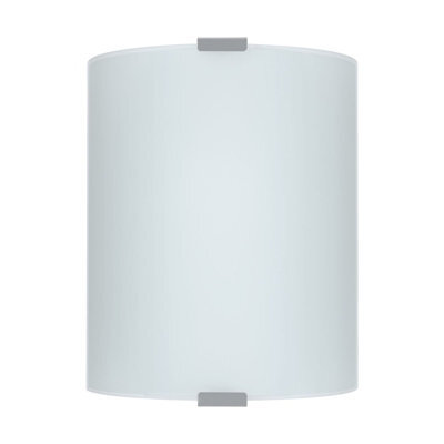 Stylish Silver Wall And Ceiling Light With White Satin Glass Shade - E27 Bulb Required - image 1