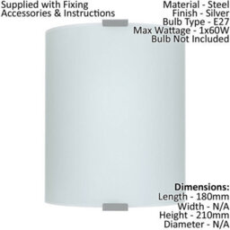Stylish Silver Wall And Ceiling Light With White Satin Glass Shade - E27 Bulb Required - thumbnail 2