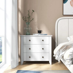 3-Drawer Wooden Dresser Chest Of Drawers With 3 Drawers & Round Metal Knobs - thumbnail 4