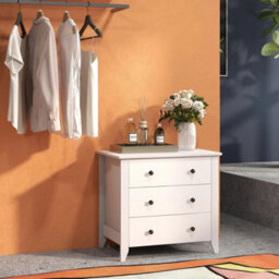3-Drawer Wooden Dresser Chest Of Drawers With 3 Drawers & Round Metal Knobs - thumbnail 5