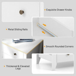 3-Drawer Wooden Dresser Chest Of Drawers With 3 Drawers & Round Metal Knobs - thumbnail 6