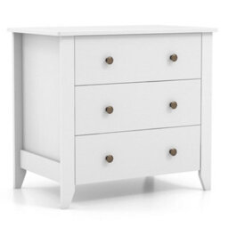 3-Drawer Wooden Dresser Chest Of Drawers With 3 Drawers & Round Metal Knobs - thumbnail 1