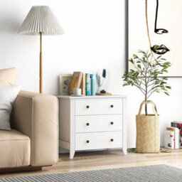 3-Drawer Wooden Dresser Chest Of Drawers With 3 Drawers & Round Metal Knobs - thumbnail 3