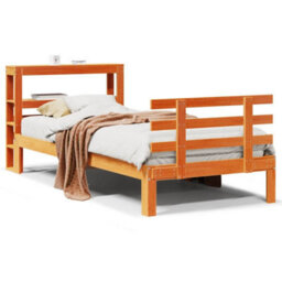 Berkfield Rustic Bed Frame With Headboard Without Mattress Wax Brown 100X200 Cm