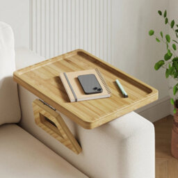 Wood Armrest Organiser Tray Bamboo Wood Chair Settee Couch Sofa Remote Control Holder - thumbnail 5