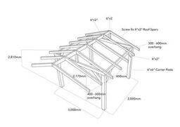 Ruby UK Ruby Wooden Gazebo Kit With Overhang Ruby Treated Featheredge Apex Roof Design 3.9M Wide X 3.9M Long (Front To Back) - thumbnail 6