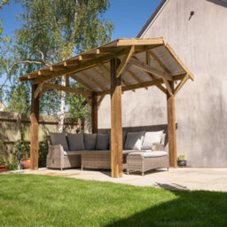 Ruby UK Ruby Wooden Gazebo Kit With Overhang Ruby Treated Featheredge Apex Roof Design 3.9M Wide X 3.9M Long (Front To Back) - thumbnail 2