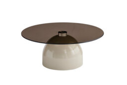 Aspect Furniture Frankie Modern Glass Top Circle Center Coffee Table,smoke Grey/beige,80Cm Dia - thumbnail 2