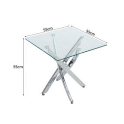 Living And Home Square Tempered Glass Top Coffee Table End Bedside Table With Chrome Legs - thumbnail 6