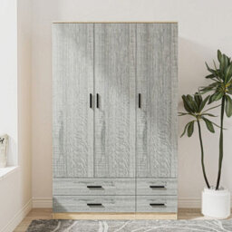 Urbn-Living Urbnliving 180Cm Height Ash Grey 3 Door 4 Drawer Wardrobe Storage Shelf Modern Bedroom Oak Furniture - thumbnail 2