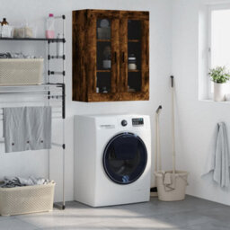 Berkfield Wall Mounted Cabinet Smoked Oak 69.5X34X90 Cm - thumbnail 1