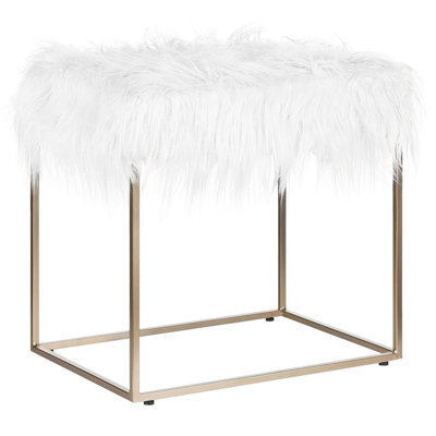 Beliani Faux Fur Footstool White Manhattan - image 1