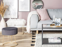 Beliani Faux Fur Footstool White Manhattan - thumbnail 2