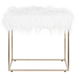 Beliani Faux Fur Footstool White Manhattan - thumbnail 4