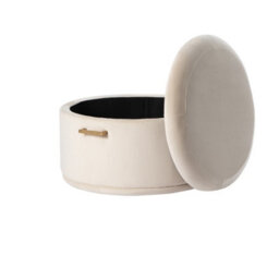 my furniture Aria Storage Ottoman - Chalk - Brass/silver - thumbnail 2