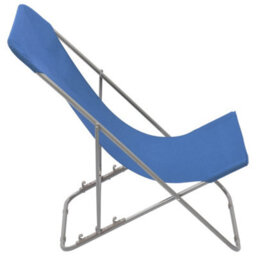Berkfield Folding Beach Chairs 2 Pcs Steel And Oxford Fabric Blue - thumbnail 4