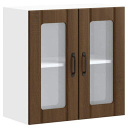 Berkfield Durable Kitchen Wall Cabinet With Glass Door Lucca Brown Oak Engineered Wood