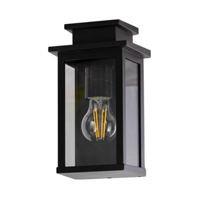 First Choice Lighting Cotswold - Black Traditional Flush Outdoor Wall Lantern Light - image 1