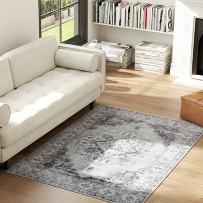 Homcom Flannel Non-Slip Washable Rug For Living Room, 170 X 120 Cm, Grey - image 1