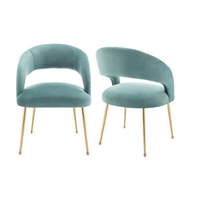 Seynar Velvet Tufted Dining Chairs With Gold Legs Set Of 2, Green, Upholstered For Dining Or Study Room - image 1