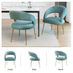 Seynar Velvet Tufted Dining Chairs With Gold Legs Set Of 2, Green, Upholstered For Dining Or Study Room - thumbnail 3