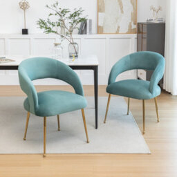 Seynar Velvet Tufted Dining Chairs With Gold Legs Set Of 2, Green, Upholstered For Dining Or Study Room - thumbnail 2