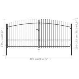 Berkfield Double Door Fence Gate With Spear Top 400X225 Cm - thumbnail 6
