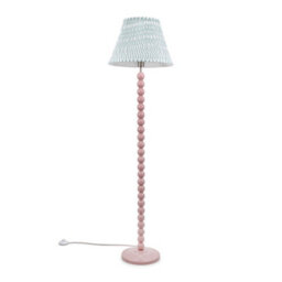 Valuelights Bobbles Rose Pink Bobbin Floor Lamp With Green Arrow Pleated Shade - thumbnail 1
