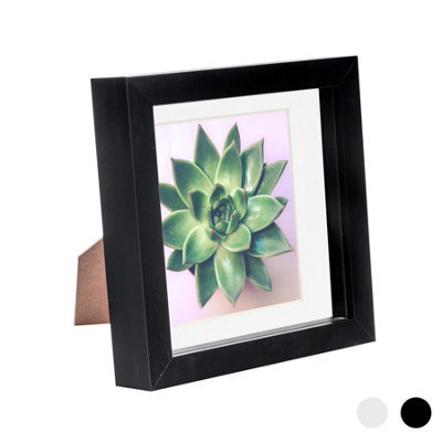 "Nicola Spring 3D Box Photo Frame - 6 X 6"" With 4 X 4"" Mount - Black/white" - image 1