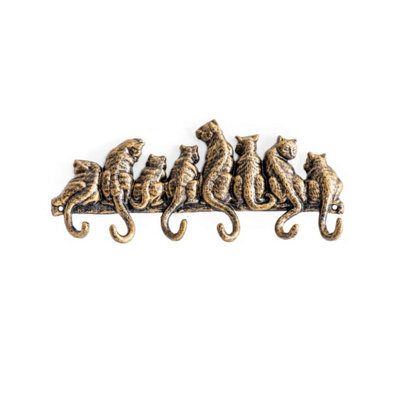 Gifts Direct 2 U Bronze Coloured Cast Iron Cats Coat 6 Hook - image 1
