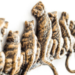 Gifts Direct 2 U Bronze Coloured Cast Iron Cats Coat 6 Hook - thumbnail 2