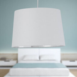 First Choice Lighting Zoey White With Silver Inner 28Cm Easy Fit Pendant Or Lamp Shade - thumbnail 5